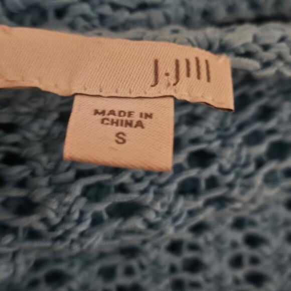 J Jill Blue Open Knit Cotton Blend Sweater Size Small - Picture 3 of 4
